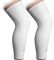 COOLOMG Calentador de rodilla para ciclismo, baloncesto, fútbol, protección UV, antideslizante, para hombre, mujer, niños, jóvenes, color blanco, L (1 par)