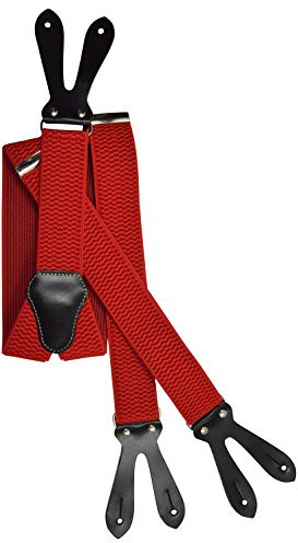 Olata Y Hosenträger zum Knöpfen – extra breite Hosenträger – 4 cm. Rot