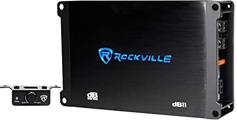 Rockville dB11 1400W Peak/350W RMS Mono 2-Oh Eigenwert (Ohm-Rating), Auto-Verstärker, Bass-Fernbedienung, kompaktes Design, hohe Ausgangsleistung, perfekt für Auto-Audio-Enthusiasten