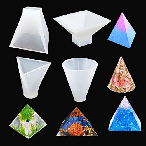 Rolin Roly 4 PCS Silikonform Wiederverwendbar Pyramide Silikon Form Harz DIY Silikonform Gießform Resin Mold Clear Silikon Epoxidharz Formen pyramiden gießform