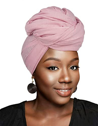 HOMELEX African Head Wraps Turban Stretch Jersey Knit Headwraps Wrap Turban Scarf Tie for Black Women, Rose, Einheitsgröße