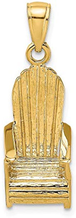 Charm-Anhänger für Damen, 14 Karat Gold, 3D-Strandkorb, Adirondack-Stil, 12 mm, Einheitsgröße, Eisen Metall Goldfarben Eisen Aus Metall, Kein Edelstein
