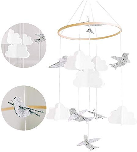 Baby Rattles Mobile,móvil de cuna colecho,móvil de cuna luces musica,carillón de viento del bebé,Móvil para cuna (B) (blanco)