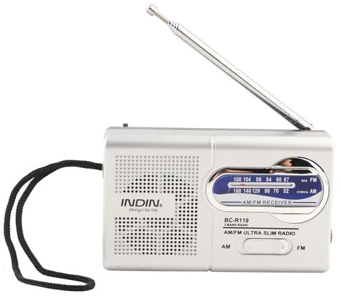 Mini Radio Am/FM portátil, Receptor de Altavoz de Radio de Bolsillo multifunción BC-R119 con Antena retráctil, Altavoz Incorporado para los Viejos - Plata