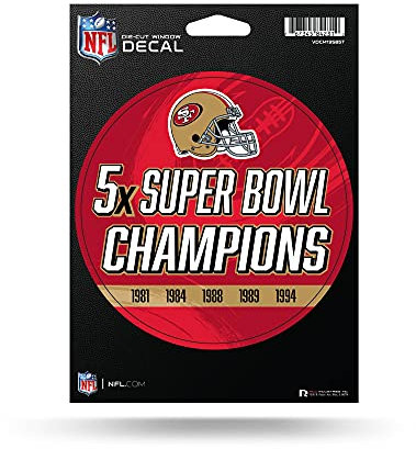 Rico Industries NFL San Francisco 49ers 5-facher Super Bowl Champions gestanzter Vinyl-Aufkleber