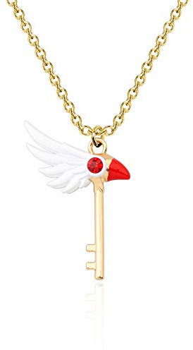 FAADBUK Anime Card Captor Sakura Jewelry Kinomoto Sakura Star Wand Necklace Card Captor Sakura Keychain Card Captor Sakura Lover Gift (Sakura Star NK -S)