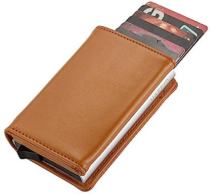 HAFEID Magnet Wallet Slim - Kartenetui mit RFID Schutz - Portemonnaie mit Münzfach und XL Scheinfach - Kreditkartenetui und Geldbeutel - Geldbörse für Damen und Herren - mini Portmonee Braun