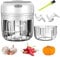 WMLBK USB 30W Stainless Steel 2 Type of Cutters a set Electric Garlic Chopper-Mini Garlic Blender With Brush-Portable Food Processor 250ml+100ml Capatity Bowl For Peppers,Onions,Food,Meat,Vegetables