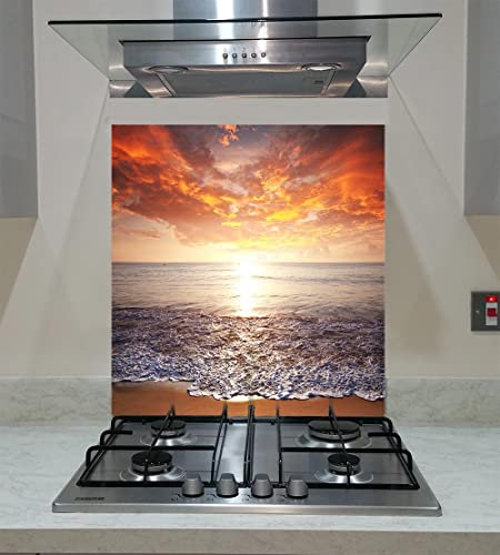 Splash back, Panel Kitchen, Toughened Glass, Sunset over the Sea, Any Size, Va Art Glass (wide 60 x height 80 /cm)