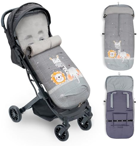 INTERBABY Universal Fußsack Kinderwagen Winter | Weiche, Warme, Wintersack Kinderwagen | Abnehmbare fußsack, Doppelte Öffnung, Leicht zu Waschen, Antiallergene Materialien, Graue Tiere