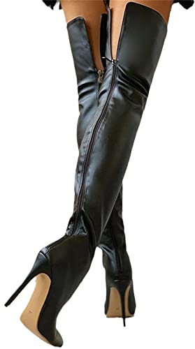 EGSDMNVSQ Stivali Invernali delle Donne Overknee Stivali Alti Invernali Stivali Lunghi con Cerniera Coscia Stivali Alti Scarpe Stiletto Tacchi Alti Stivali Lunghi