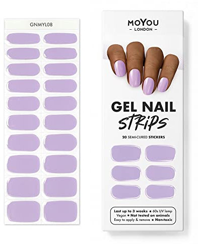 MOYOU LONDON Semi Cured Gel Nail Strips - 20 Pcs. Nail Wraps for Salon-Quality Manicure - Works with Any UV Lamp - Easy to Apply, Trim, & Remove Gel Stickers