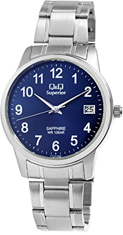 Q&Q Superior Herren-Uhr Edelstahl Datum Saphirglas 10 Bar Analog Quarz S330J205Y