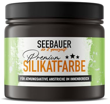 SEEBAUER diy Silikatfarbe Anthrazit 300ml für Innen (No. 102 Black Pearl) Atmungsaktive Mineralfarbe für Allergiker - Abwaschbare Wandfarbe - Anthrazittöne hohe Deckkraft