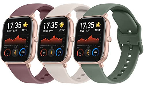 3 Pezzi Tobfit Cinturino per Amazfit GTS/Amazfit GTS 2/Amazfit GTS 2 Mini, 20mm, in Silicone Sportivo per Amazfit Bip/Bip U/Bip Lite/Bip S/Bip 3/Amazfit GTS 2e/GTS 3/GTS 4/GTS 4 Mini/GTR 42mm