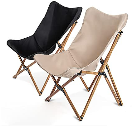 Camping-strandstuhl Patio Dining Chair Zusammenklappbarer Butterfly-stuhl Mit Tragetasche Für Outdoor-wandern, Angeln, Picknick, Einfache Installation, Rahmen Aus Aluminiumlegierung Mit(Color:Schwarz)