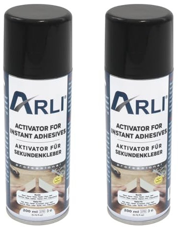 ARLI Aktivator Spray Aushärtungsbeschleuniger für Sekundenkleber 2x 200ml Aerosol Sprühdose ist geeignet für alle Schnellkleber auf Basis von Cyanacrylat sorgt für blitzschnelles Aushärten (2 Stück)