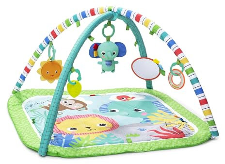 Bright Starts, Wild Wiggles Baby Aktivitätsspielzeug & Spielmatte mit Taggies, Neugeborene und älter - Grün, 47 x 73,9 x 73,9cm.