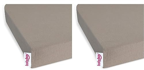 babybay Jersey Spannbetttuch Deluxe passend für Modell Original, Nougat (Packung mit 2)