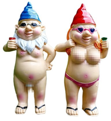 2 Pièces Nains de Jardin Drôle, Naines de Jardin Ludiques, Nains de Jardin Nus Amusants, Couple de Nains, Nus de Jardin Coquins, Petites Statues Grossières, Décoration pour Maison Cour Pelouse Balcon