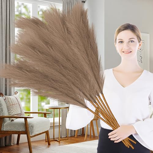 Wintfarm 7 Tallos de Hierba de Pampa Sintética para Decoración de Boda y Hogar, 100 cm (38 Pulgadas) - Alta para Jarrón de Suelo, Artificial Esponjosa