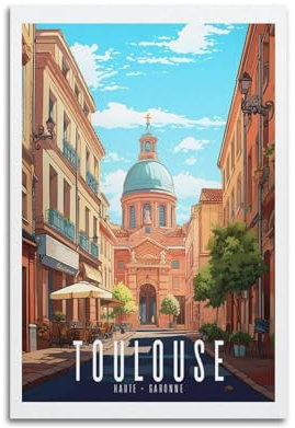 EERS Vintage-Reise-Stadt-Poster TOULOUSE HAUTE GARONNE Poster, dekoratives Gemälde, Leinwand-Wandposter und Kunstdruck, modernes Familienschlafzimmer-Dekor-Poster, 40 x 60 cm