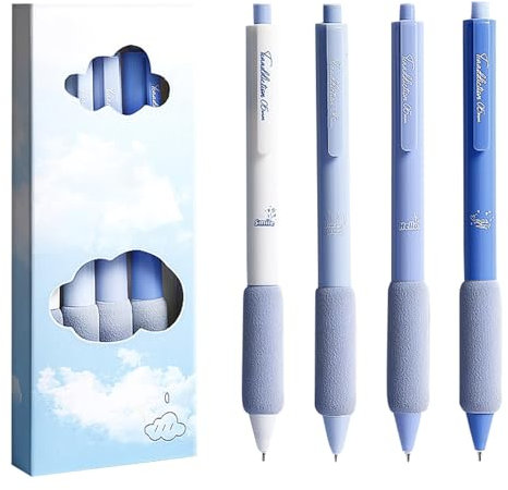 Valicaer 4pcs Süße Gelschreiber Gelstifte Set Aesthetic Kugelschreiber Tintenroller mit Druckmechanik, Einziehbare Gel Tintenstifte Farbe Schwarz 0,5mm Kugeldurchmesser, Für Büro Schulbedarf (B)