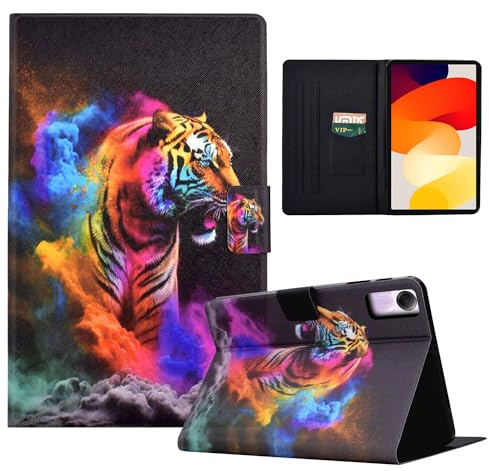 LSPCASA Protettiva Case Compatibile Con Xiaomi Redmi Pad SE 11 Pollici Custodia Redmi Pad SE Con Slot Per Carte Redmi Pad SE Cover Con Funzione Stand Colore Tigre