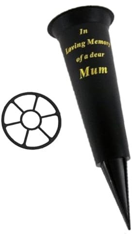 Black In Loving Memory Mum Spiked Memorial Grave Flower Vase Graveside Memorial with flower holder insert
