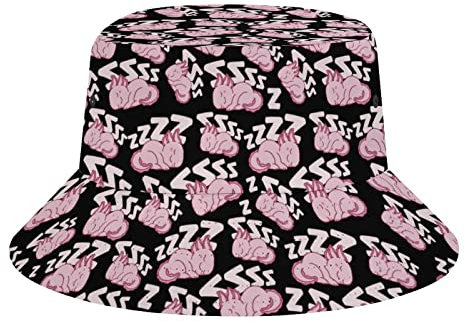 Niedlicher Axolotl Fischerhut für Damen, Herren, Teenager, verstaubar, Sommerhut, Reisen, Outdoor, Unisex, Schwarz, Schwarz , One size