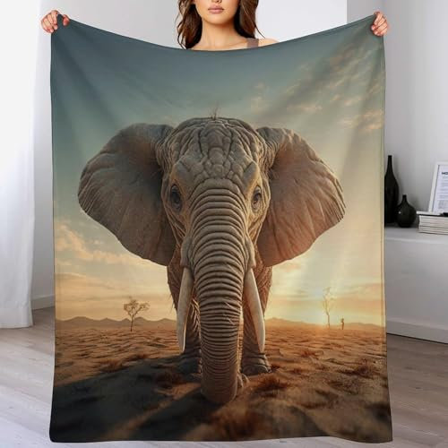 Elefant Decke Decke Dicke Kuscheldecke Mit 3D Muster Fleece Warm & Weich Flauschige Flannel Decke, Vier Jahreszeiten Bett Sofadecke（180×200cm）
