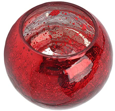 Bougeoir Rond En Verre Photophore En Verre Pour Centres De Table De Fête De Mariage, Restaurant, Maison, Table, Salon, Décoration Fleur De Glace Rouge