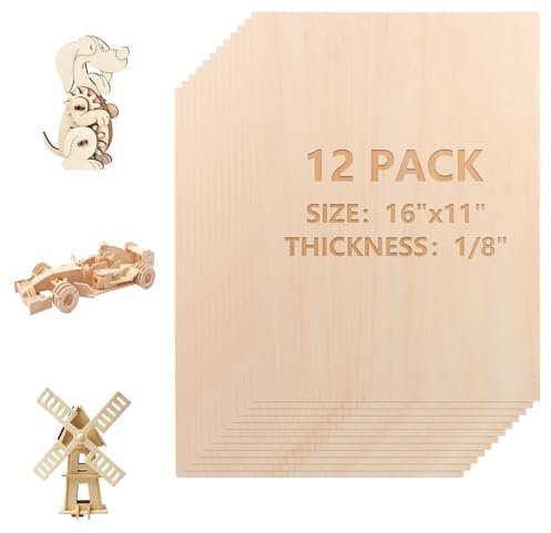 GBACHOOSE 12 Stück Holzplatte 400 x 300 x 3 mm Sperrholzplatte, Bastelholz, Lindenholz zum Schnitzen, Holzplatten für Laserprojekte, Basteln, DIY Modell, Gemälde Kunst