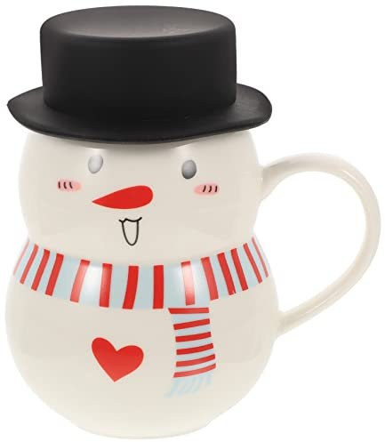 Cabilock Taza de Cerámica con Forma de Muñeco de Nieve Y Bufanda Taza de Café con Agua para Navidad