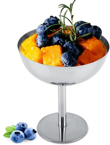 Hominas Coupe à Glace, Coupe à Crème De Yaourt Bols à Dessert Verre à Champagne En Acier Inoxydable pour Pouding Aux Fruits Bonbons, 11,5 Cm