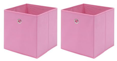 Homullel Foldable Storage Cubes Set of 2, Fabric Storage Boxes, Closet Storage Drawers Storage Organizer for Clothes (Pink, Eyelet)