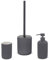 Inbagno Set Accessori Bagno 3 Pezzi in Ceramica Grigio cannettato, Dispenser Sapone portaspazzolini e portascopino Soft Touch, Spring