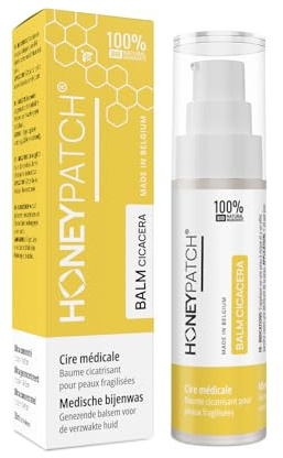 HONEY PATCH - Baume Cicatrisant Bio à la cire d’abeille et huile d’olive pour lésions cutanées - Soin Naturel pour Irritations, Crevasses, Cicatrices – Convient Peaux Sensibles et Animaux - 30ml