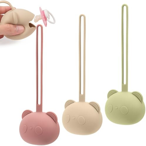 Zouwel 3 cajas para chupetes de silicona, para viajes, portátil, a prueba de polvo, sin BPA (A)