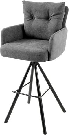 Riess Ambiente Drehbarer Design Barhocker - Big George - anthrazit Samt - Federkern mit Armlehnen