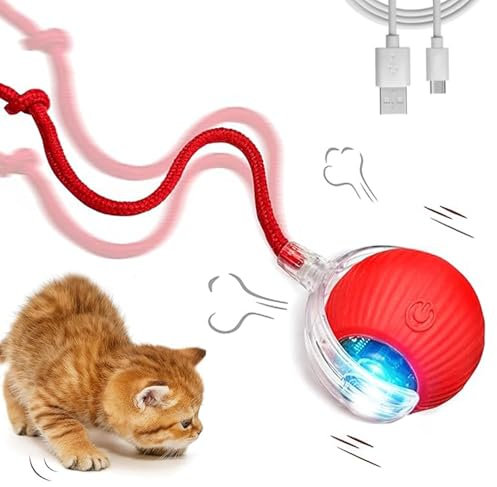 Geräuscharmes Interaktives Katzenspielzeug Mit USB - Selbstbeschäftigung, Intelligente Hindernisvermeidung, Elektrischer Ball für Katzen