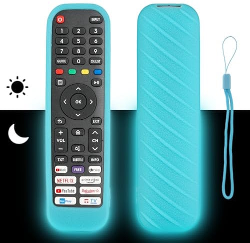 Custodia Telecomando in Silicone Compatibile Con Hisense EN2G30H EN2H30H EN2X30H EN2A30 EN2R30N EN2K30P EN2P30H EN2J30H TV Telecomando Copertura Protettiva Antiurto Con un Cordino(Blu Fluorescente)