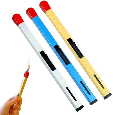 3 Stück Match Stick Lighter, Big Match Lighter Stick, Giant Matchstick Lighter, Langes Sturmfeuerzeug, Nachfüllbares Feuerzeug, Einstellbare Flamme Jetflamme Feuerzeug für Küche