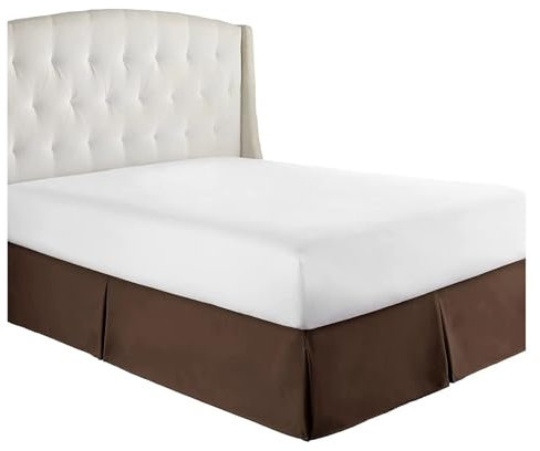 MDYTPT Cache-sommier plissé sur mesure en tissu infroissable et doux - 38,1 cm de haut - Marron - 140 x 190 x 35 cm