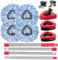 Sgizoku 8PCS Mop Refills with Handle Compatible with Viledar H2PrO System Spin RinseClean 2Tank:4 Microfiber Refills+2 Brushes+1 Spin Mop Base+1 Mop Stick
