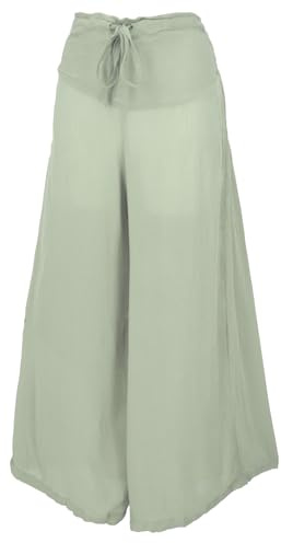 GURU SHOP Boho Hosenrock, Weite Sommerhose aus Krepp Viskose - Salbei, Damen, Size:S