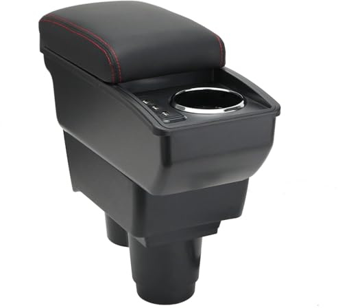 OYHCM Center Armrest for Dacia Duster II 2018-2021 Car Center Console Storage Box, Double Layer Compartment, Leather Car Seat Interior Accessories, Easy Install