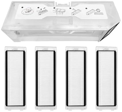 Bac À Poussière A97P Avec Filtres HEPA Blanc, Compatible Avec Les Aspirateurs Robots Roborock, Q Revo / P10 A7400RR