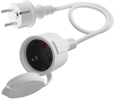 LANMINGLEL Cavo di prolunga Schuko corto, bianco, cavo di prolunga Schuko AC, 3 x 1,5 mm², 16 A, 250 V, IP44, per casa, ufficio, esterno (bianco diretto, 0,5)