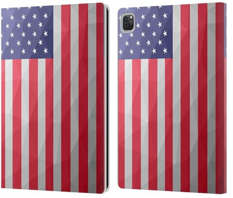 Head Case Designs Offizielle PLdesign USA Geometrisches Netz Flaggen Leder-Wallet-Hülle Kompatibel mit Apple iPad Pro 12.9 2020/2021/2022